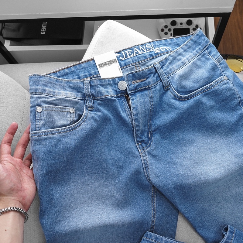 Quần jean nam co giãn nhẹ màu xanh biển BIGSIZE < 130kg