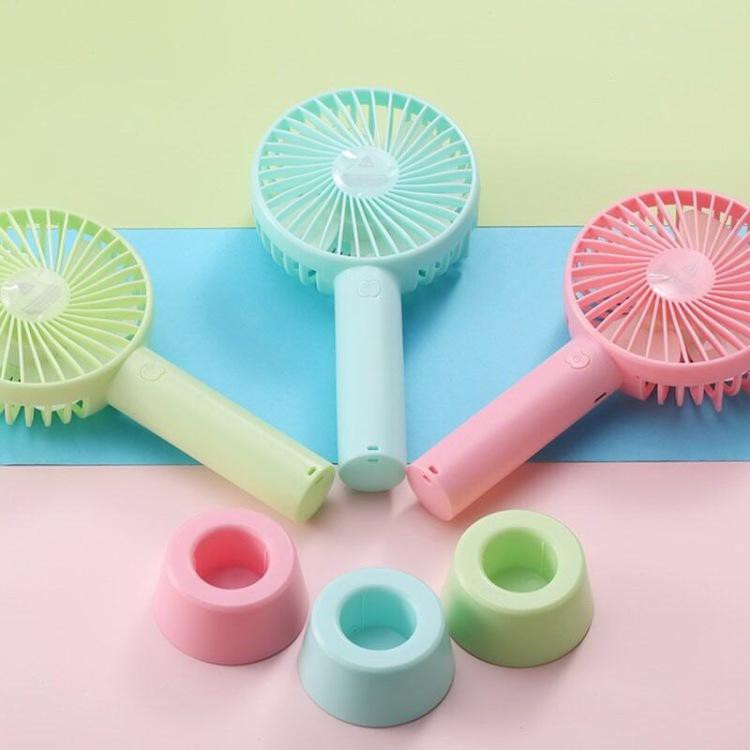 Quạt Mini Cầm Tay 4 Cánh Pin Sạc Có Đế Để Bàn hàng Siêu Cute