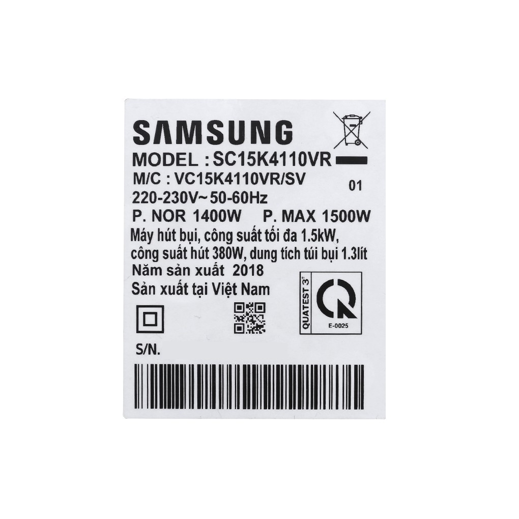 Máy hút bụi Samsung VC15K4110VR/SV-N 1500W