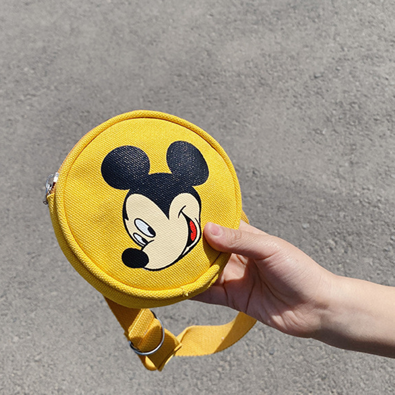 1 Túi Đeo Hông Vải Canvas Dáng Tròn Nhỏ In Hình Chuột Mickey Hoạt Hình Thời Trang 2020 Cho Bé