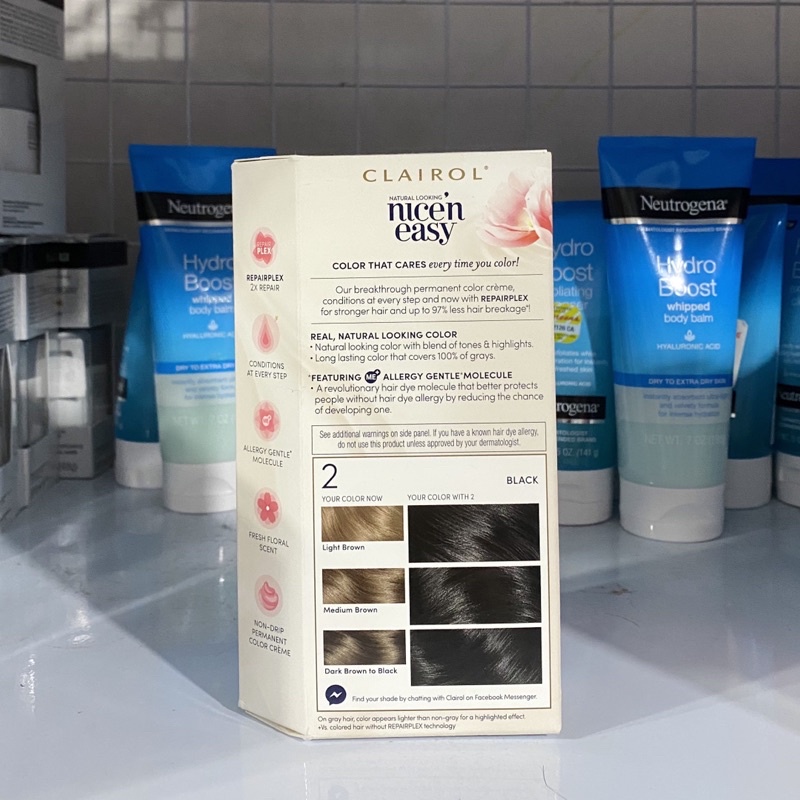 Thuốc nhuộm tóc màu nâu, đen Clairol Natural Looking Nice’n Easy