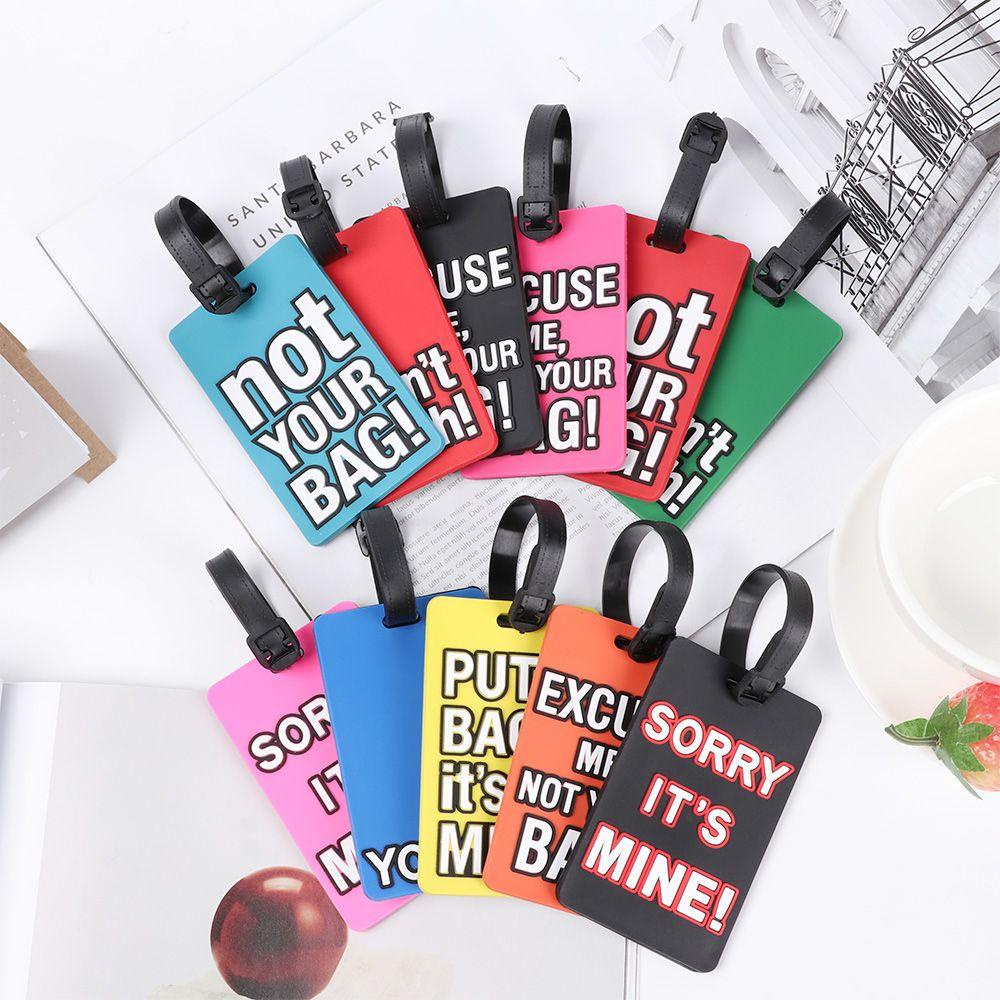 ♫DAPHNE♫ Fashion Luggage Tag Portable Baggage Holder Travel Tag Travel Accessories Cute Cartoon Baggage Boarding Label Women Men Good Travel PVC Creative Letter