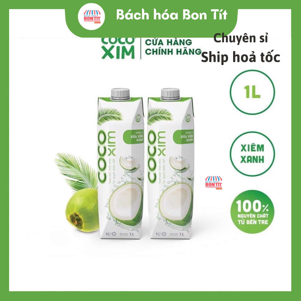 Combo 2 chai Nước Dừa Cocoxim dung tích 1000ml, Nước Dừa tươi xuất khẩu, Cocoxim xiêm xanh