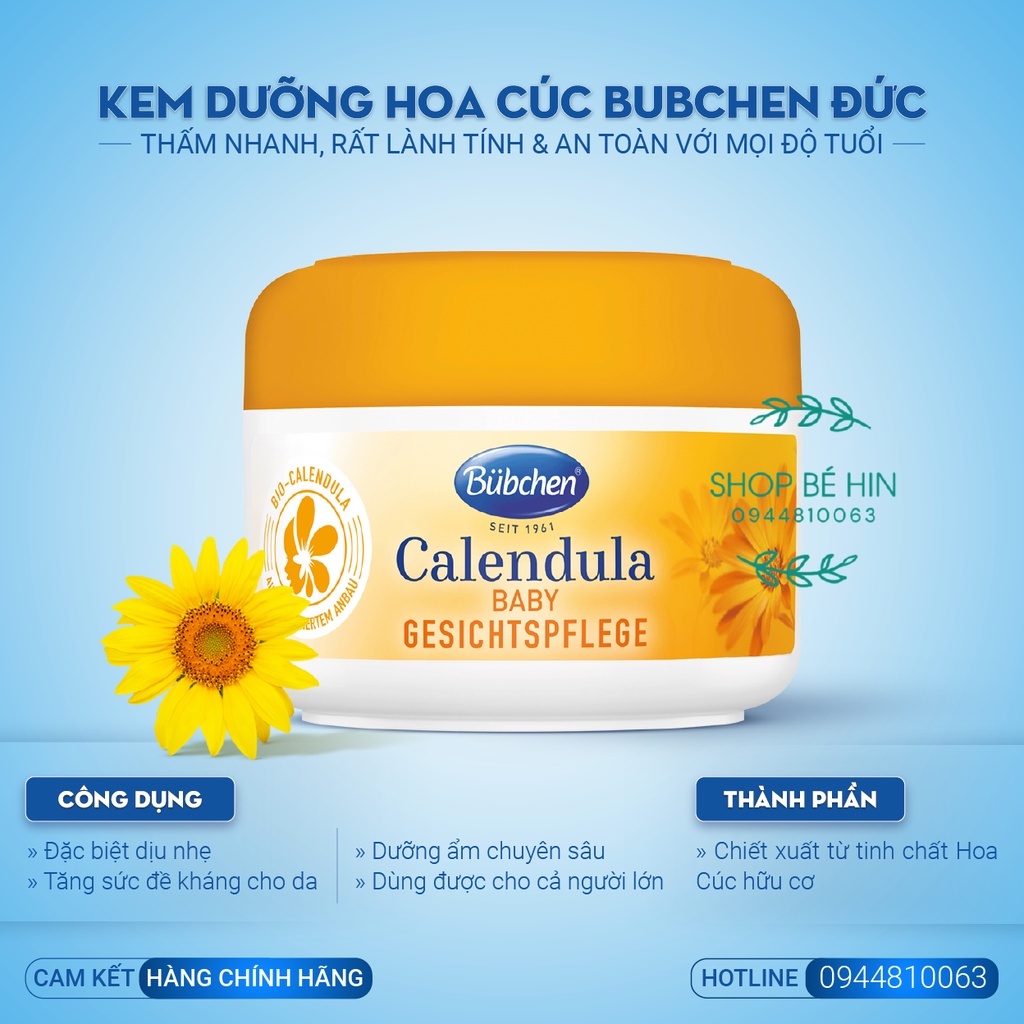 Kem dưỡng da hoa Cúc Vạn Thọ Bubchen Đức, đặc biệt dịu nhẹ cho bé, rất lành tính, 75ml