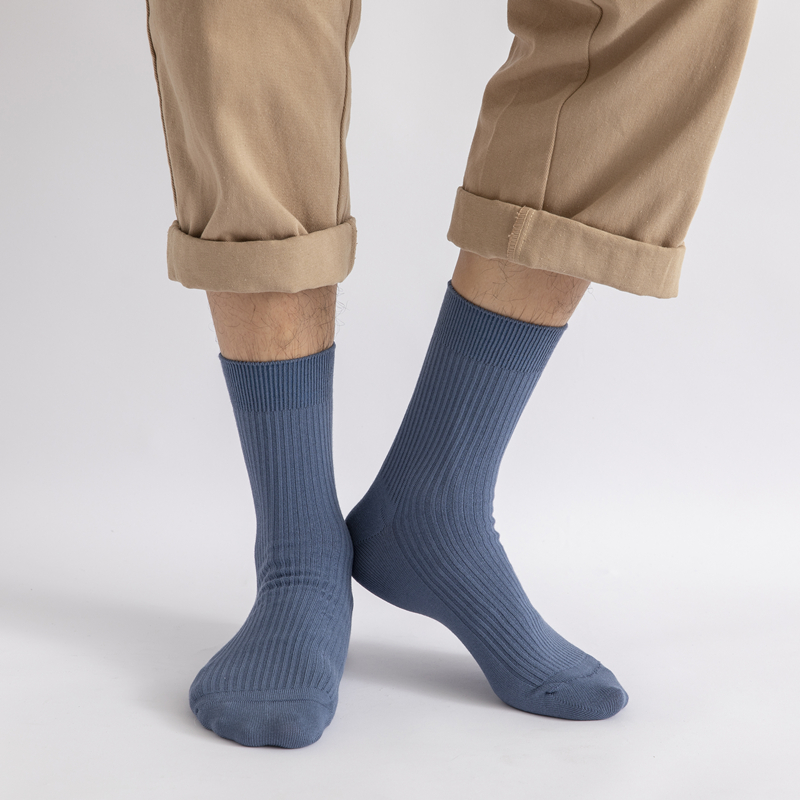 Basic Business Warm Solid Color Crew Socks Men Cotton White Black Hosiery Winter Loafer Socks Thermal Mid Calf Socks Tube Socks