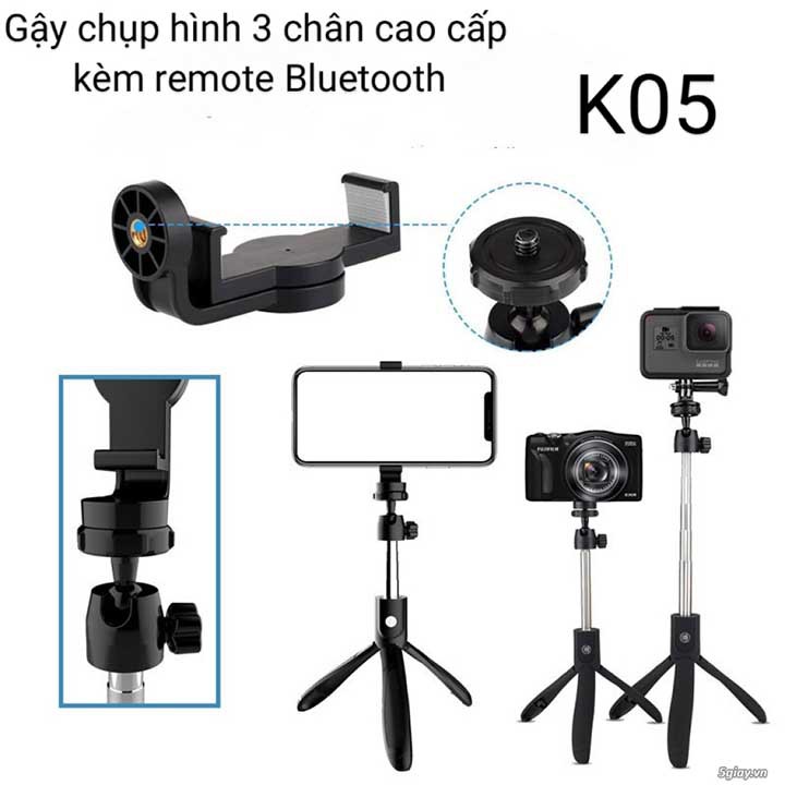 Chân tripod 3 chân kèm Remote  K05 thiết kế thông minh.