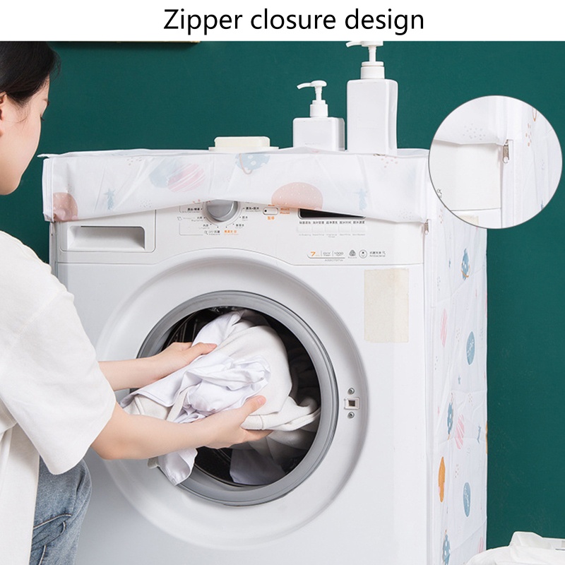 Vỏ Bọc Máy Giặt Chống Bụi Chống Nước Có Khóa Kéo Họa Tiết Hoạt Hình