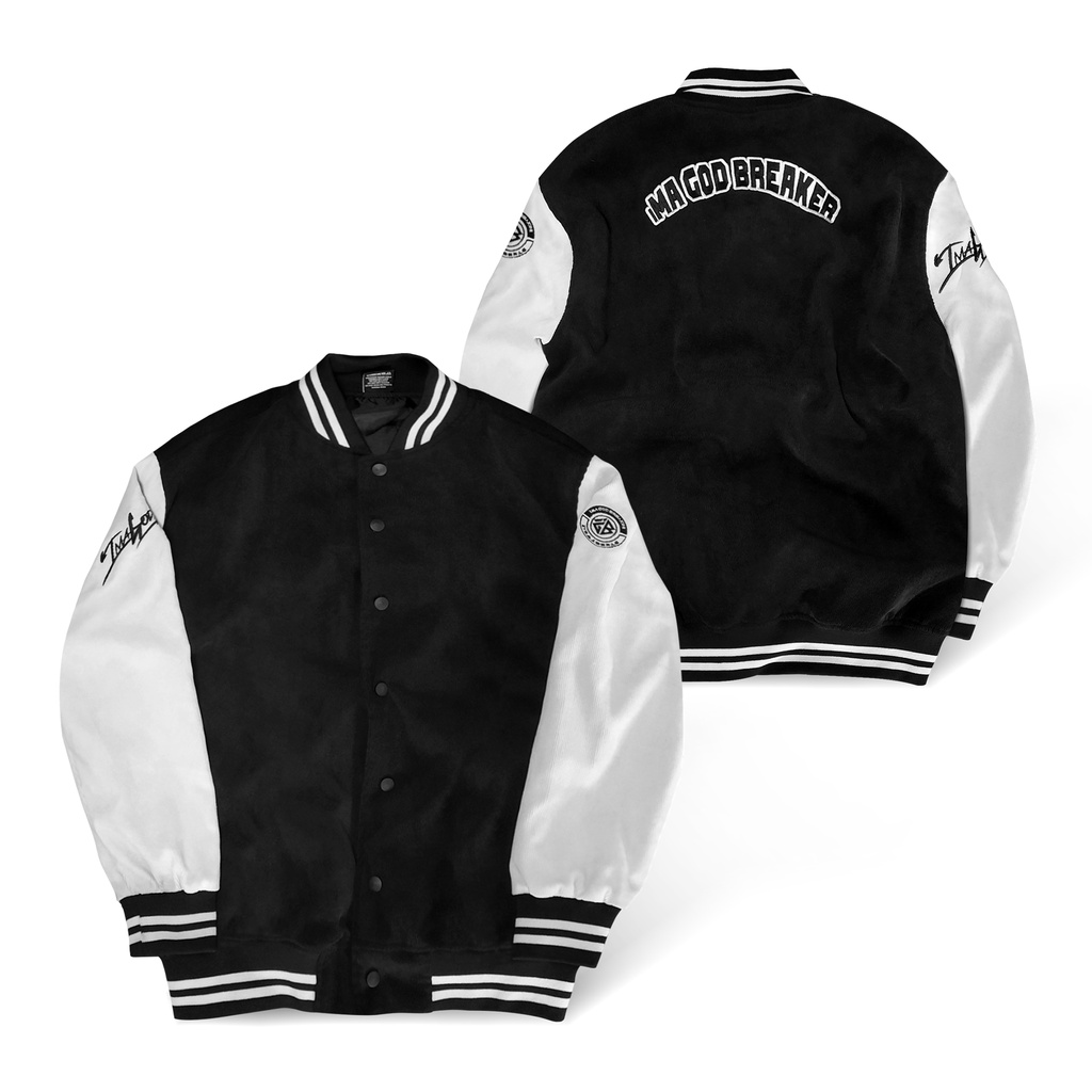 Áo Khoác Bomber Unisex Black White Varsity local brand iMA God Breaker (iGB)