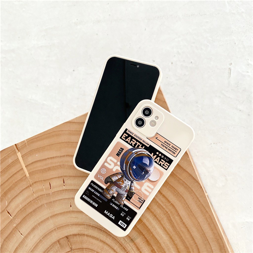 Ốp lưng iphone hình người du hành trái đất dẻo cạnh vuông bảo vệ camera 7plus/8plus/x/xs/xsmax/11/12/13/14/pro/promax
