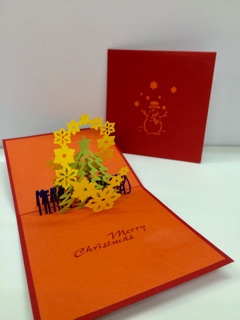 Cây Thông 12 ( lót cam )  - Noel - Thiệp 3D