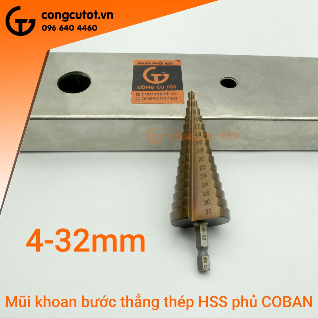 Mũi khoan bước thẳng phủ Coban chuôi lục