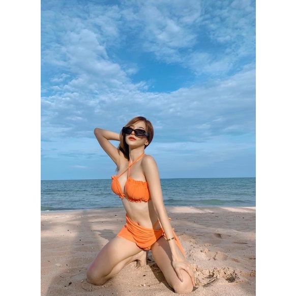 Bikini 3 mảnh cam sexy kèm quây ( Hàng có sẵn )