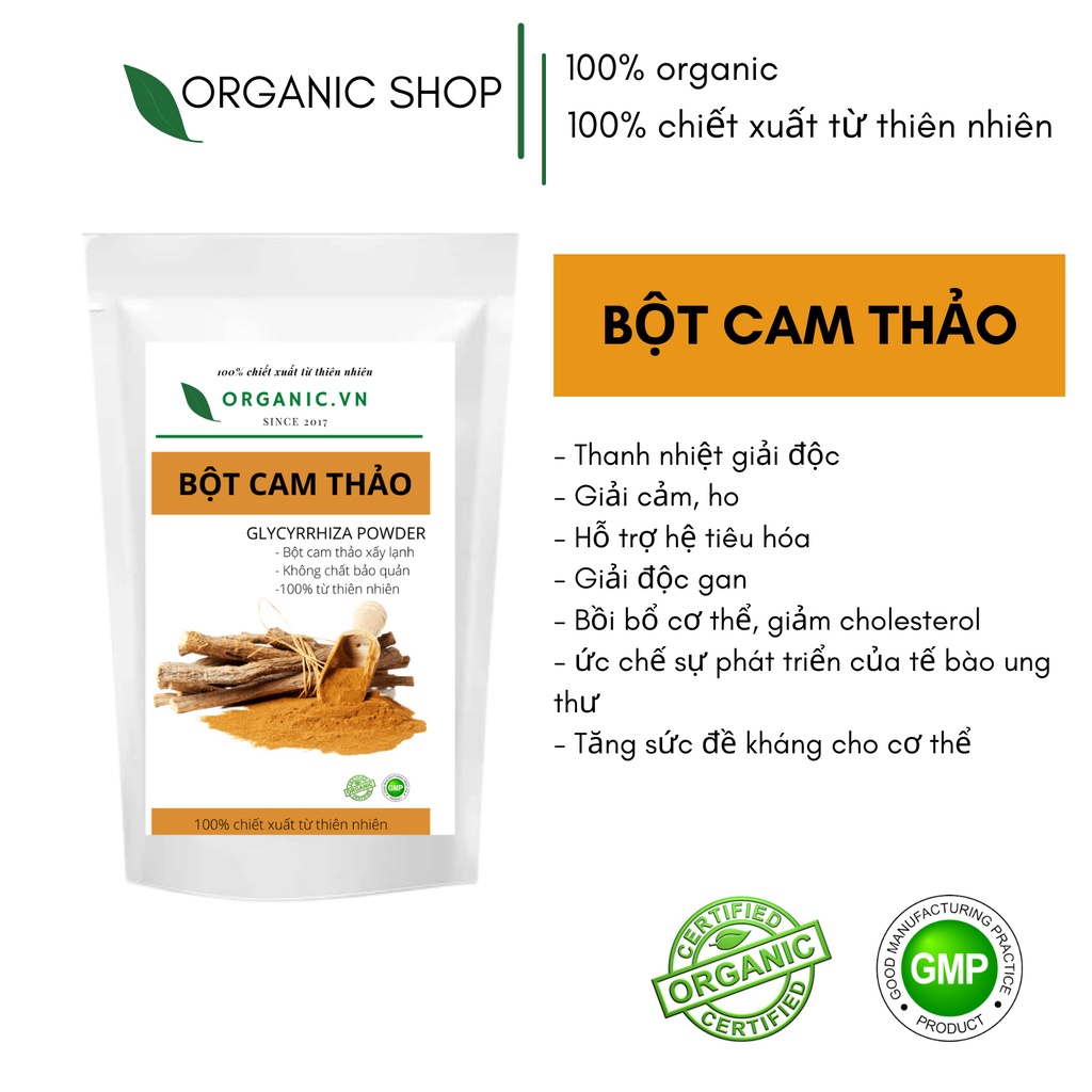 BỘT CAM THẢO sấy lạnh nguyên chất ORGANIC SHOP - BỘT HỮA CƠ 100% ORGANIC