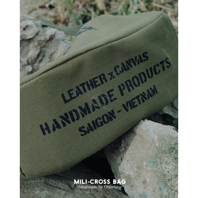 Túi đeo chéo Mili-Cross Bag - Màu xanh lính - thương hiệu Olderister - Tiệm Cũ Kĩ