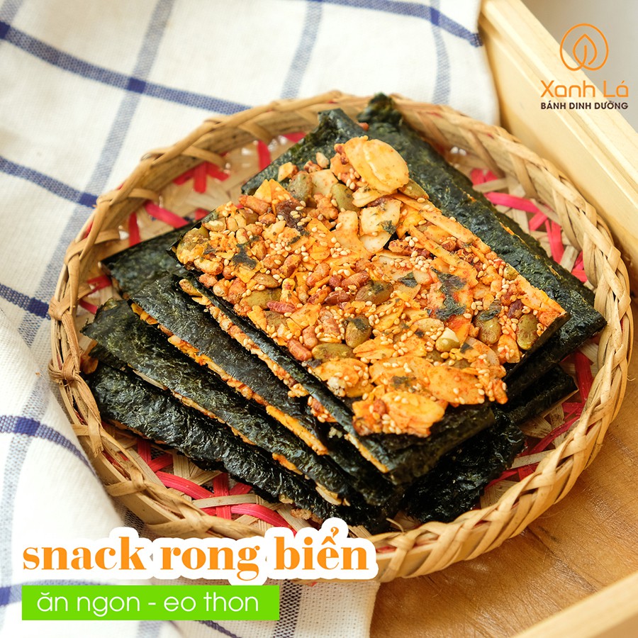 Bánh rong biển gạo lứt Xanh Lá mix hạt dinh dưỡng giảm cân, ăn kiêng, ăn vặt healthy không chất bảo quản