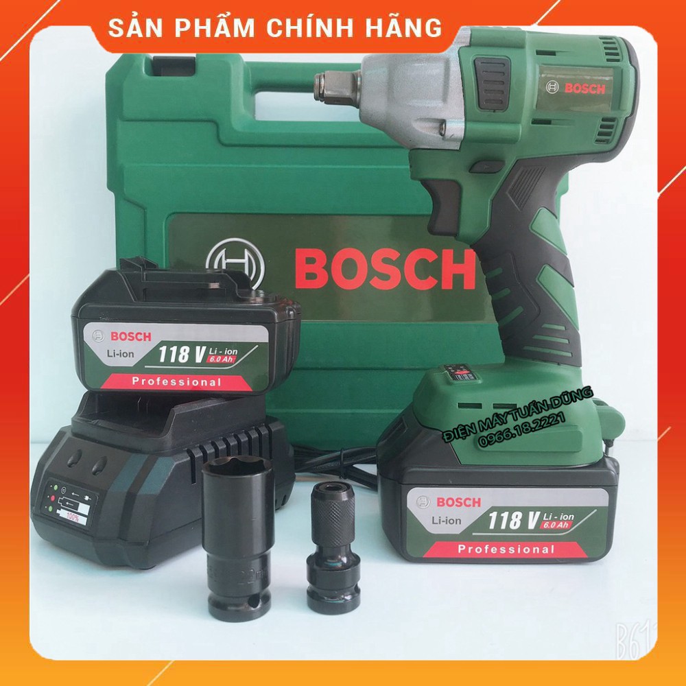 Máy siết bulong Bosch 118V 2 pin đầu 2 trong 1 100% dây đồng không chổi than Kèm đầu chuyển vít [CAM KẾT CHÍNH HÃNG]