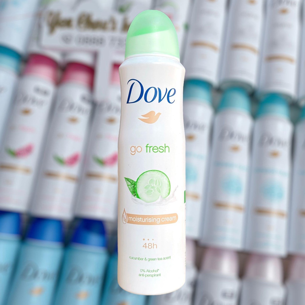 Xịt khử mùi Dove dưỡng ẩm, ngăn mùi 48h - 150ml