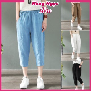Quần kiểu nữ, chất liệu đũi tơ, kiểu dáng trẻ trung, quần baggy nữ thời trang Hàn Quốc Hồng Ngọc Sotre QKH.29