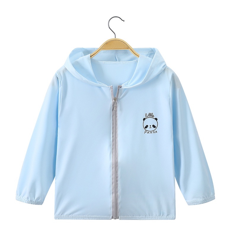 Áo Khoác Chống Nắng Bằng Lụa Lạnh Thoáng Khí Có Mũ Trùm 80-150cm Cho Bé
