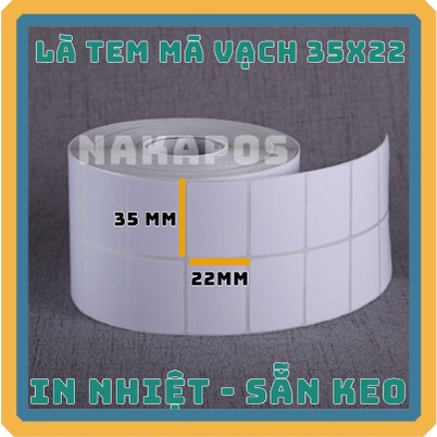 [COMBO 10 CUỘN] Decal in tem mã vạch nhiệt 35x22 mỗi hàng 2 tem 70x22 [COMBO 10 CUỘN TEM 2 HÀNG]