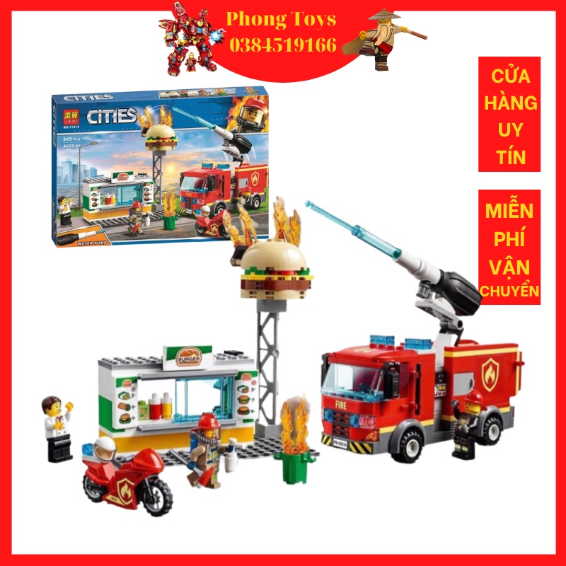 LEGO CITY 60214 Lari 11213 XẾP HÌNH XE Cứu Hỏa GIải Cứu Tiệm Bánh 345 mảnh