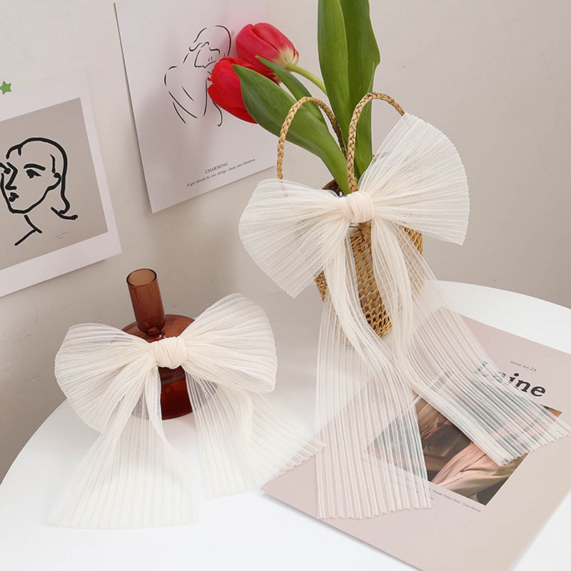 Kẹp Tóc Phối Nơ Ren Phong Cách Vintage Xinh Xắn Cho Bé Gái