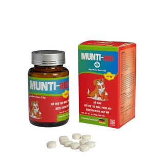 Bổ máu kích thích thèm ăn đẹp mã cho chó mèo Munti Red hộp 100 viên giúp thú cưng khỏe mạnh phát triển tốt