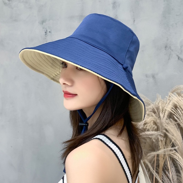 Nón Tai Bèo Mũ Nữ Rộng Vành Thời Trang Vải Cotton 100% 2 Mặt Kèm Dây Phong Cách Nhật Form Chuẩn - Lucky Girl shop