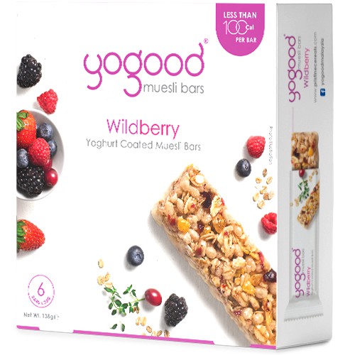 Ngũ cốc dạng thanh cao cấp vị dâu rừng Yogood Muesli Bars Wildberry - Hộp 138g