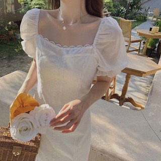 SẴN S🎀 Đầm ren trắng trễ vai phối ren nàng thơ sông ảo siêu xinh| Đầm baby ulzzang chụp kỷ yếu prom
