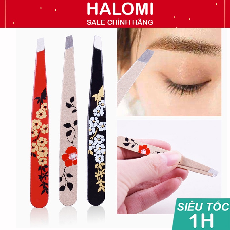 Nhíp hoa dụng cụ kẹp lông mi, lông mày HALOMI bằng thép cao cấp chuyên cho makeup_Hàng cao cấp