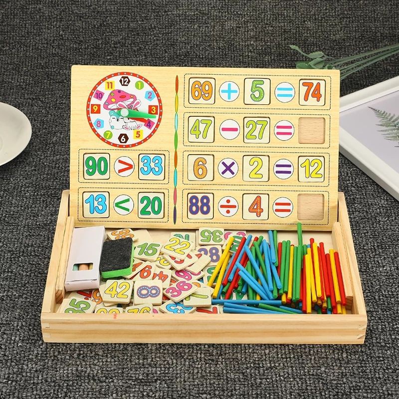 Đồ chơi giáo dục giúp bé học toán có 100 số, que tính, bảng số bằng gỗ cho bé