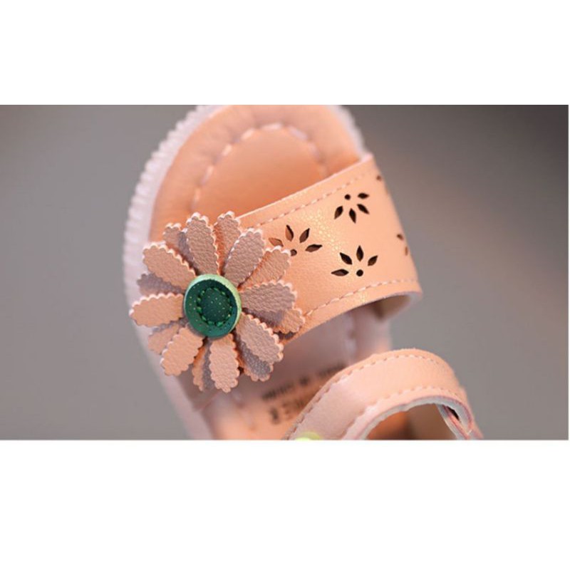 Sandal Dép Tập Đi Bé Gái Hoa Thêu Màu Pastel Cực Xinh,Da Siêu Mềm