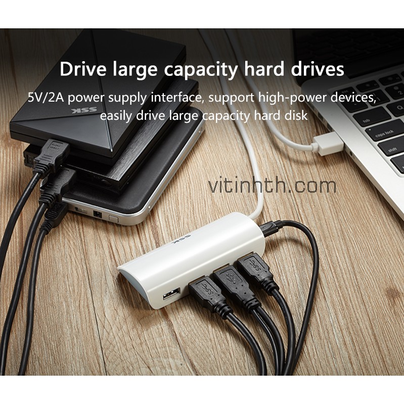 Hub USB 3.0 ORICO, SSK, UNITEK tích hợp cổng cấp nguồn phụ - Hub Chia 4 cổng USB 3.0 - THComputer Q11