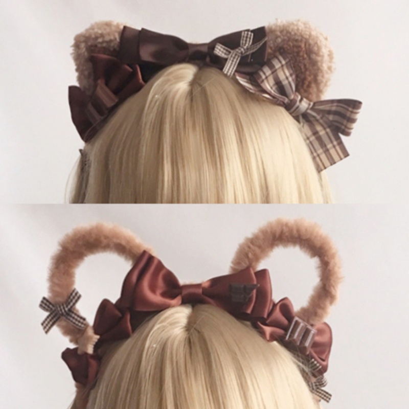 Băng Đô Tai Mèo Đính Lông Xù Phong Cách Lolita Đáng Yêu