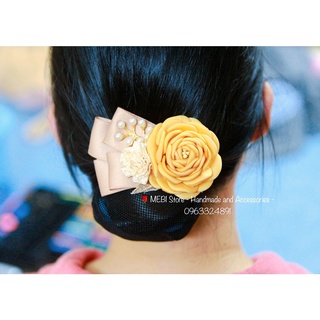 Cặp tóc handmade, cặp búi công sở, quà tặng bà, tặng mẹ có chụp, cặp được 2 kiểu tone cam đất