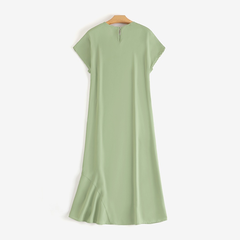 ZANZEA Đầm Midi Tay Ngắn Cổ Tròn Màu Trơn Thời Trang Cho Nữ