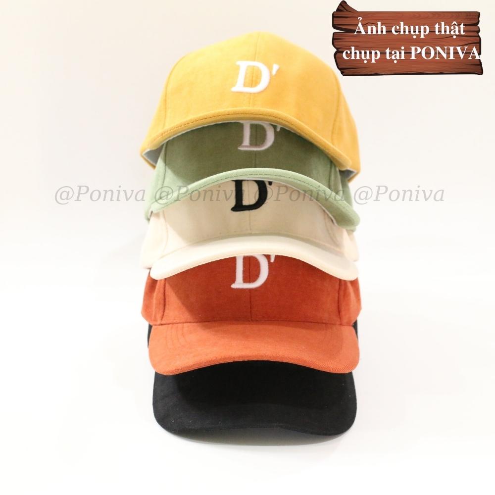 Mũ lưỡi trai ❤️ Nón kết thêu chữ D' chất nhung mịn form unisex D636 phong cách Ulzzang Thời trang PONIVA siêu hot