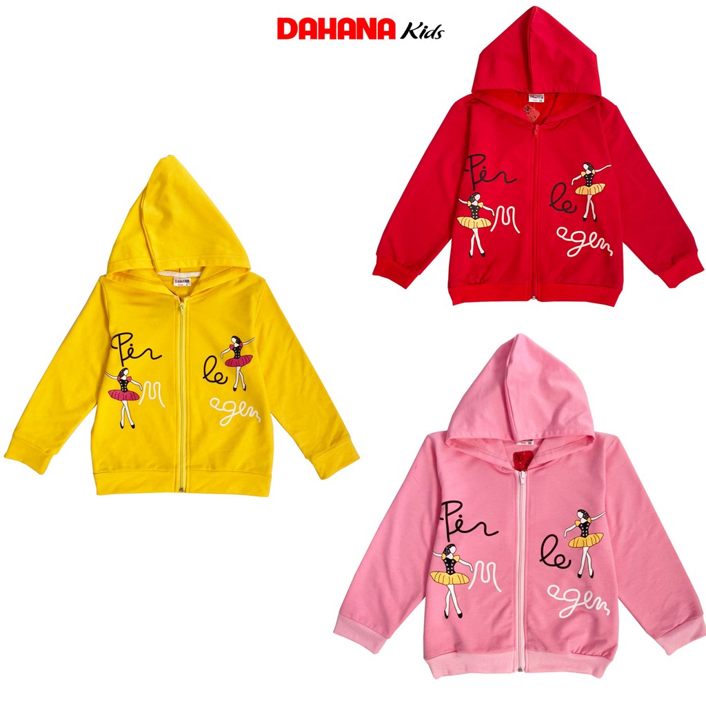 Áo Nỉ Hoodie Khóa Kéo Bé Gái DAHANA Kids - Áo Nỉ Thu Đông Bé Gái Có Mũ Ấm Áp