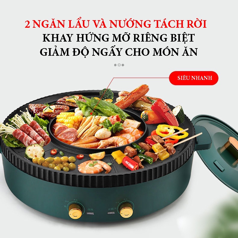 Bếp lẩu nướng đa năng 2 trong 1 - với chức năng vừa lẩu lẩu vừa nướng không khói - siêu tiện dụng & ngon miệng