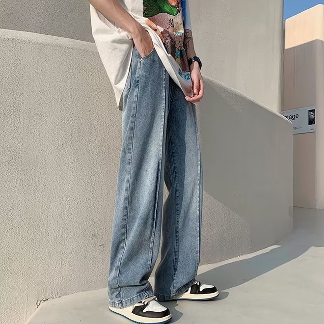 Quần Jeans Nam Ống Rộng Phong Cách Hàn Quốc Mới Cỡ S-3XL