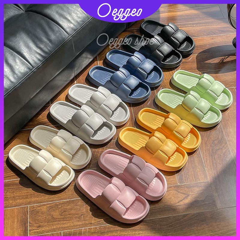 Oeggeo shop Dép Đế Bằng Vuông Chống Thấm Nước Đi Trong Nhà Cho Nam Và Nữ