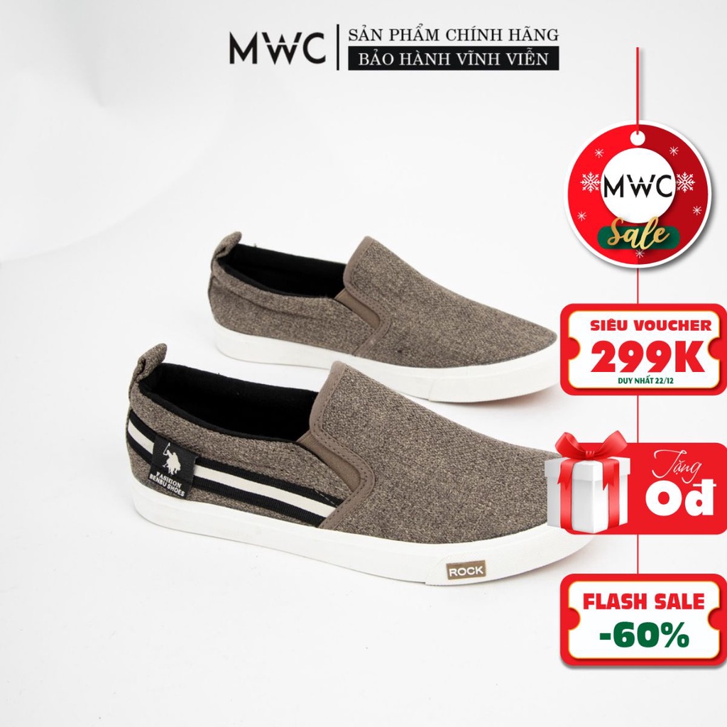 Giày Slipon nam chất liệu vải mũi tròn MWC NASL- 6053
