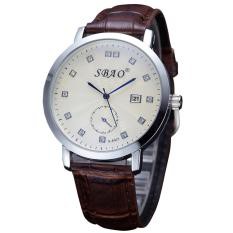 Đồng hồ nam dây da SBAO 02KCN1(dây nâu đậm mặt trắng)