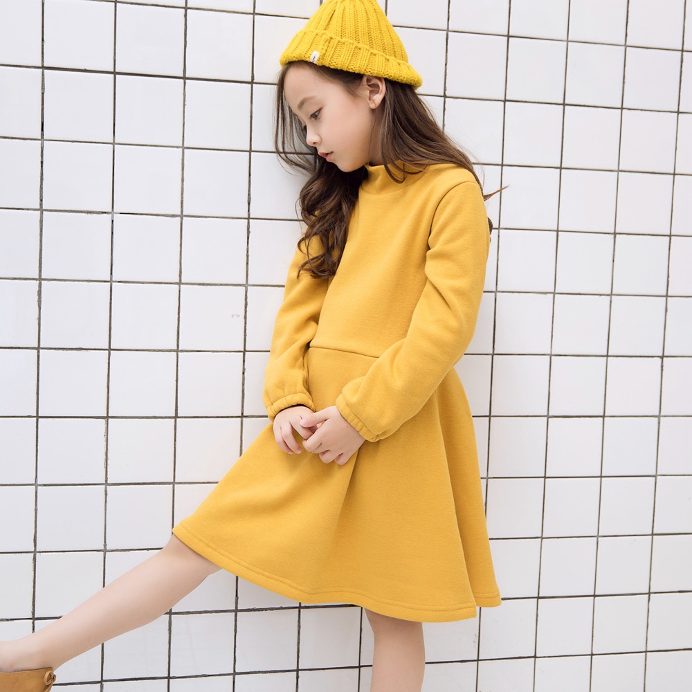 Đầm công chúa Sanlutoz màu vàng bằng cotton cho bé gái