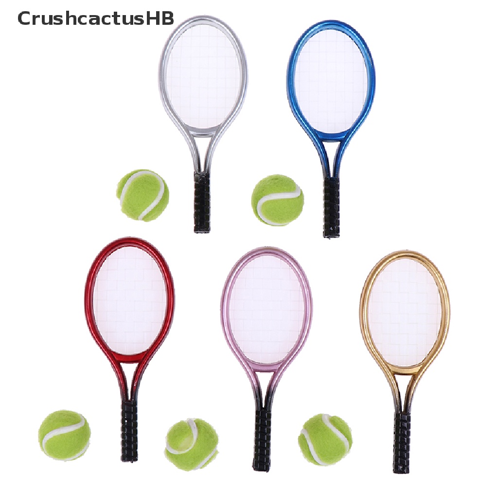 1:6 1:12 Dollhouse Miniature 1PC Tennis Racket + 1PC Ball Dolls Accessories