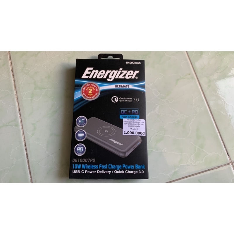 Pin sạc dự phòng Energizer QE10007PQ sạc không dây 10W - QC 3.0 - PD 3.0