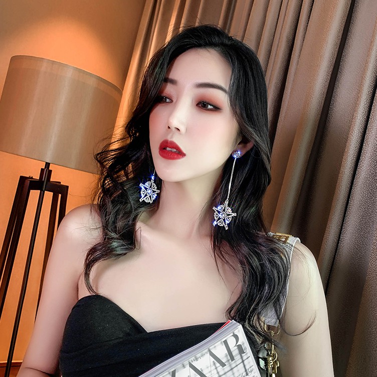 Bông tai hình bông tuyết khảm pha lê_Phụ kiện thời trang_M1343