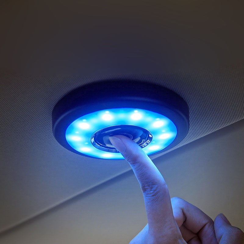 Đèn led di động dùng pin sạc loại tròn 10cm dùng làm nội thất xe ô to