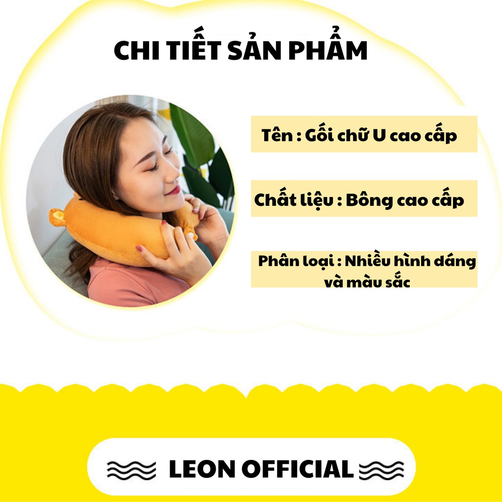 Gối Kê Cổ Chữ U, Gối Chữ U Kê Cổ Chống Đau Mỏi Vai Gáy Văn Phòng, Đi Máy Bay, Du Lịch Nhiều Hình LEON OFFICIAL